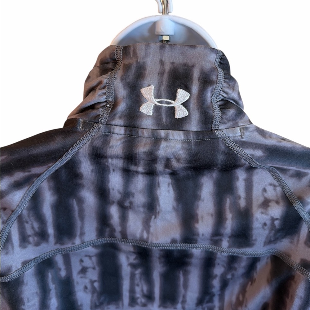 Under Armour 1/4 Zip Size Large Black Gray Tie Dye Print Long Sleeve Activewear - Picture 5 of 12
